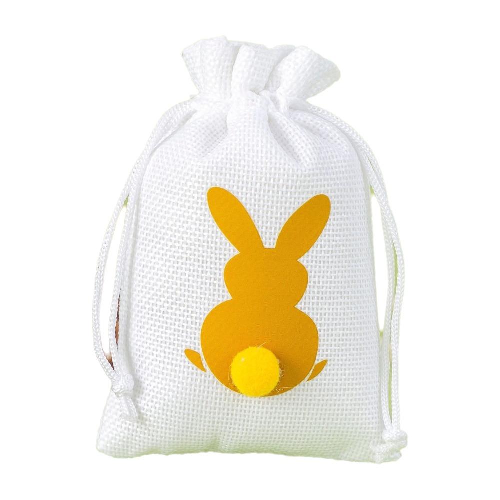 10PCS Bunny Pattern Easter Candy Bags Reusable Eco-Friendly Rabbit Candy Bags Festival Decorative Gift Packaging Bags