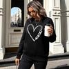 New Love Butterfly Print Crew Neck Sweater Women, Loose Casual Pullover Long-sleeved Top, Cross-border Women's Clothing Wholesale