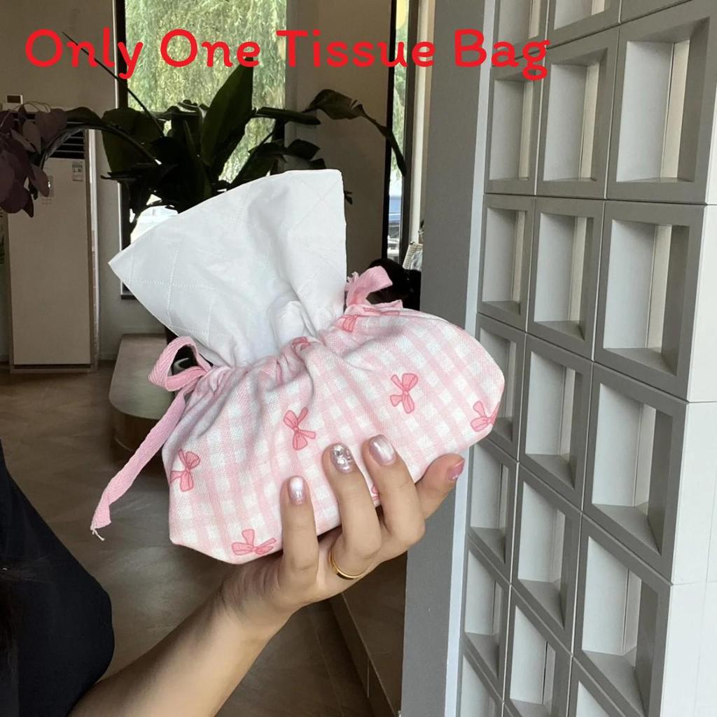 Style Floral Cloth Tissue Box Cover With Drawstring Organizer For Car And Home Decor