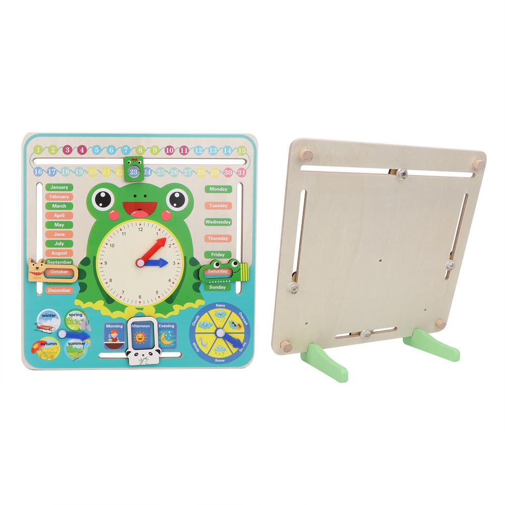 Wooden Multifunctional Calendar Clock Seasons Time Cognition Educational Toy for Kids