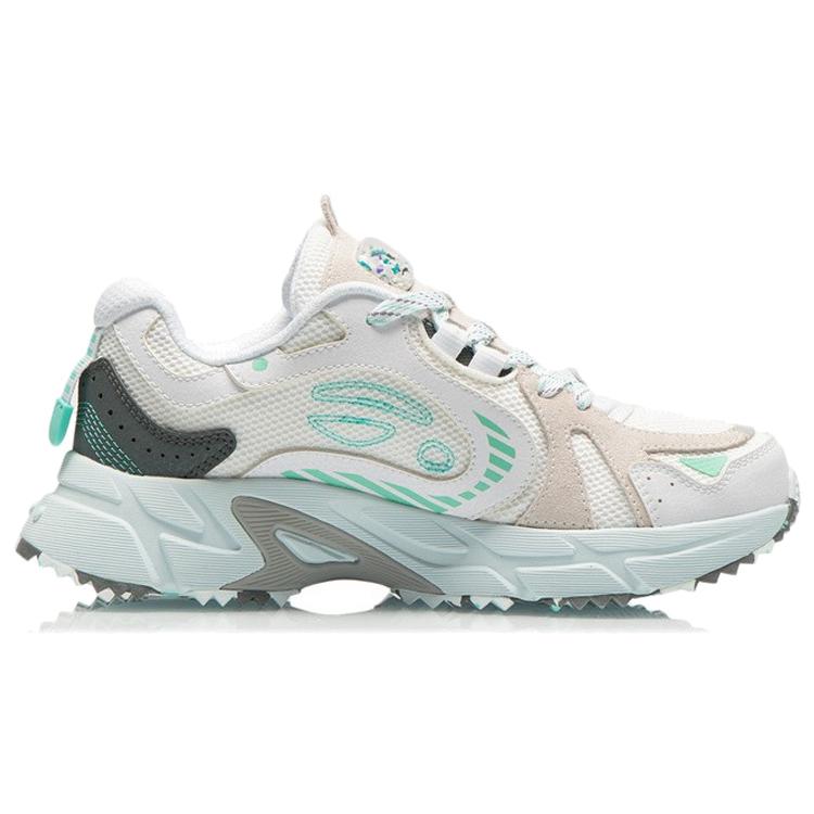 Li Ning Running Shoes Women's Low Top Standard White/Dark Gray Green ARLR012-1