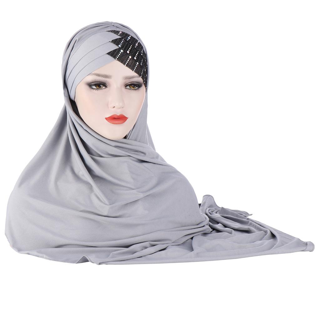 TUTU Women Soft Silk with Sequins Hijab Headwrap Headscarf Turban Hat Headwear