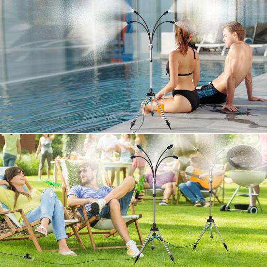 Standing Tripod Misters Easy Install Adjustable Stand Hose Sprayer Movable Standing Misting Cooling System