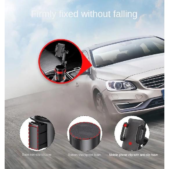Auto Getränkehalterung Erweiterung mit Auto Handyhalter 360° Drehung Getränkehalterung Erweiterung Smartphone Auto Innenraumzubehör