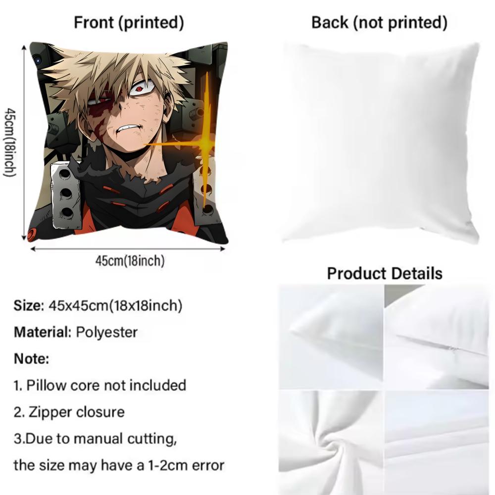 Fashion M-Mmy Hero Academia Cushion Cover Soft Washable Pillow Case Multi-Scene For Couch Bed Travel Office Use