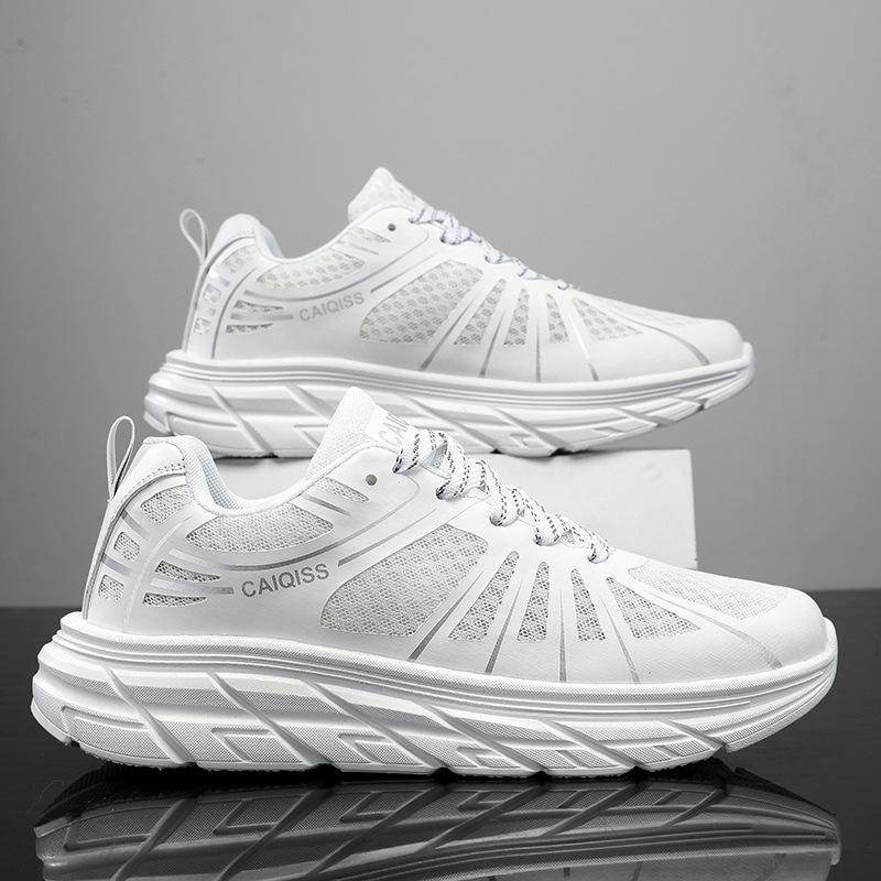Large Size Four Seasons Couple Running Shoes Heightening Shoes Single Mesh Hollow Flyknit Breathable Casual Versatile Sports Shoes