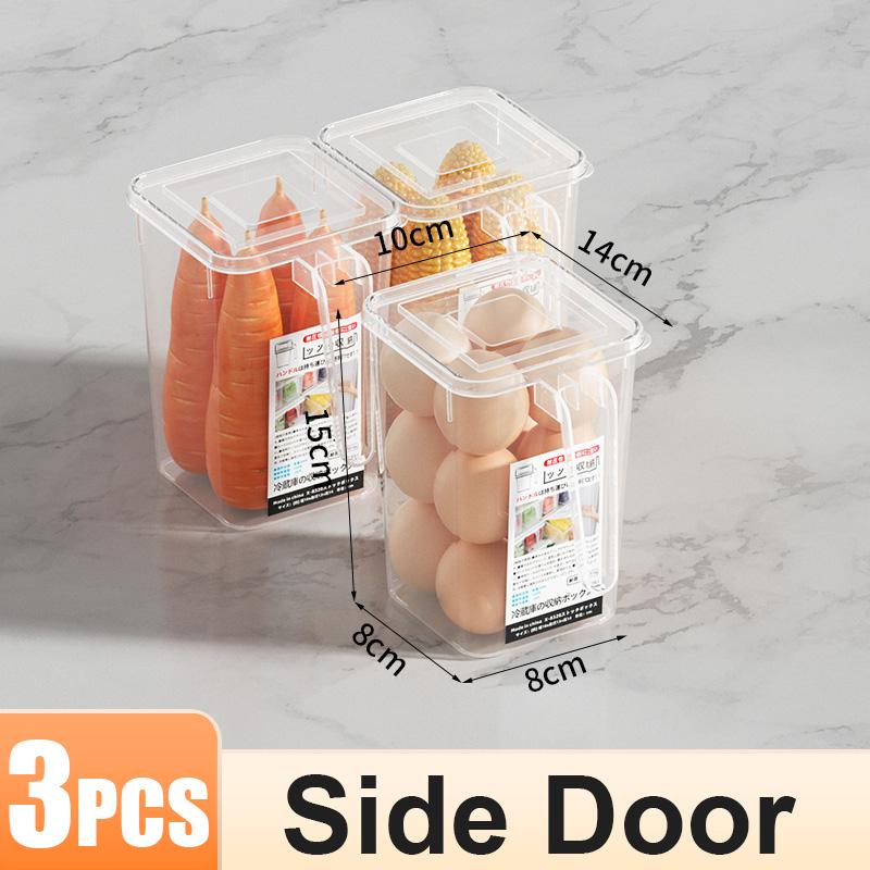 1-6Pcs Refrigerator Storage Box Fridge Side Door Food Fresh Boxes Bins With Handle For Fruit Vegetable Home Kitchen Organizer