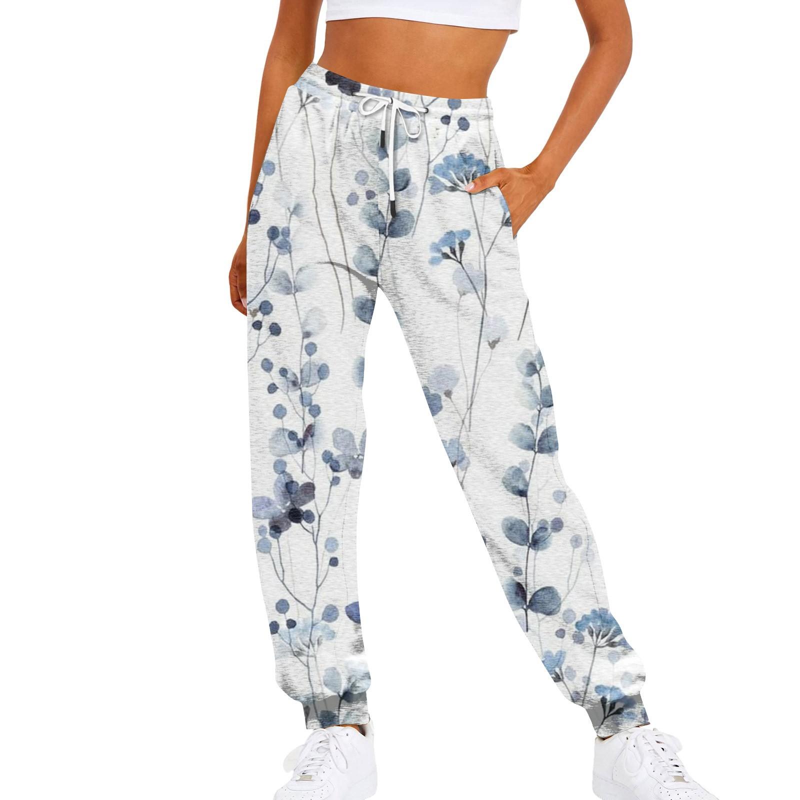 

Женские повседневные модные брюки с принтом и эластичной резинкой на талии S белый