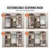 Heavy Duty Clothes Rack, Rolling Clothing Garment Rack with 4 Hang Rods & 8 Storage Tiers, Adjustable Custom Closet Rack, Freestanding Wardrobe for