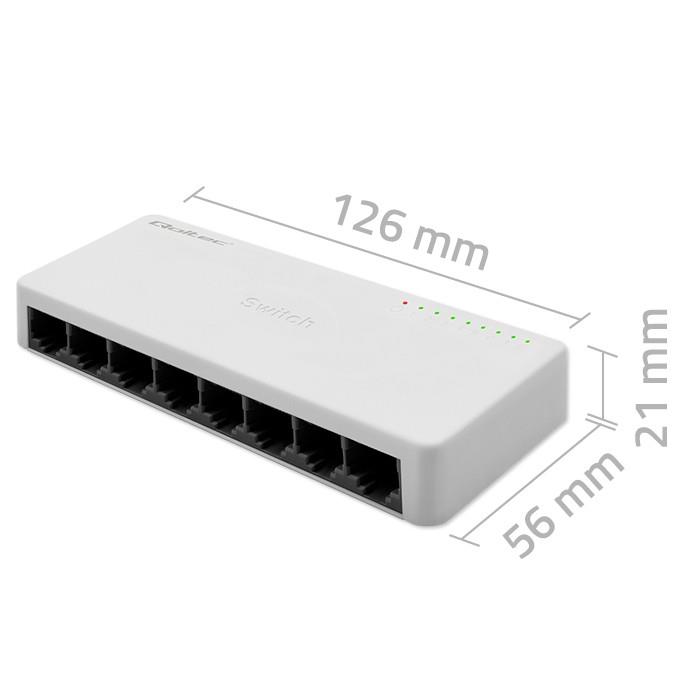Switch niezarządzalny Qoltec przełącznik sieciowy 8 x port RJ45 | 100Mbps | Fast Ehernet | LAN