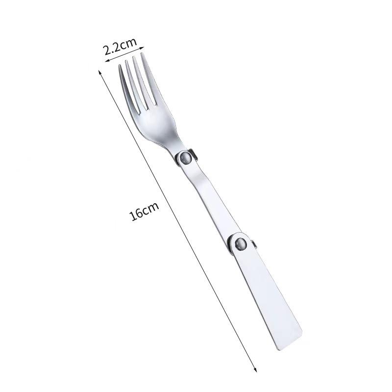 304 Stainless Steel 3-Fold Portable Spoon-Fork for Outdoor Use