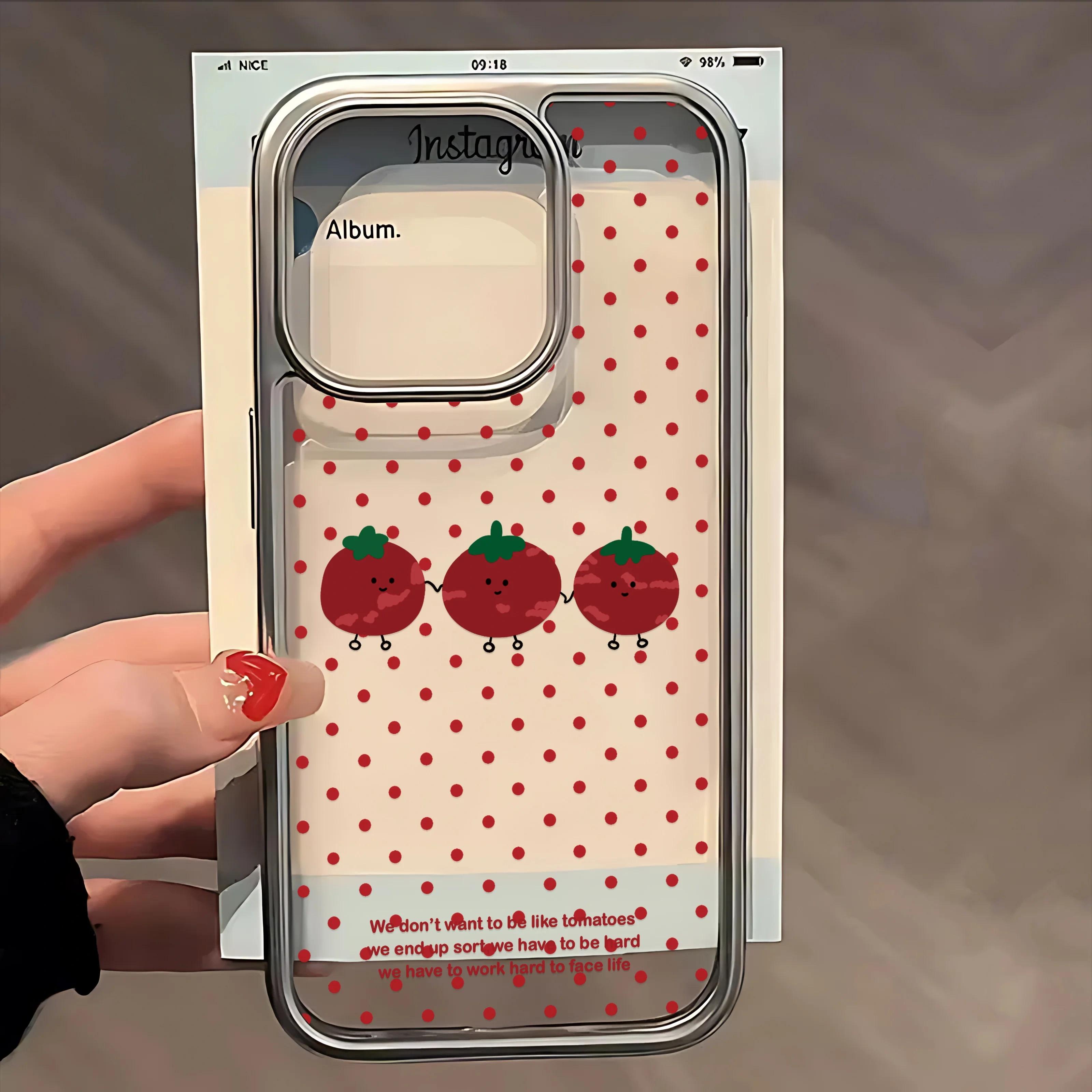 

Ins Korean Full Screen Totatoes Polka Dots Phone Case For iPhone 17 AIR 16 15 14 13 12 11 Pro MAX 16E XR XS MAX 8 Plus Y2K Cover iPhone 15 Pro