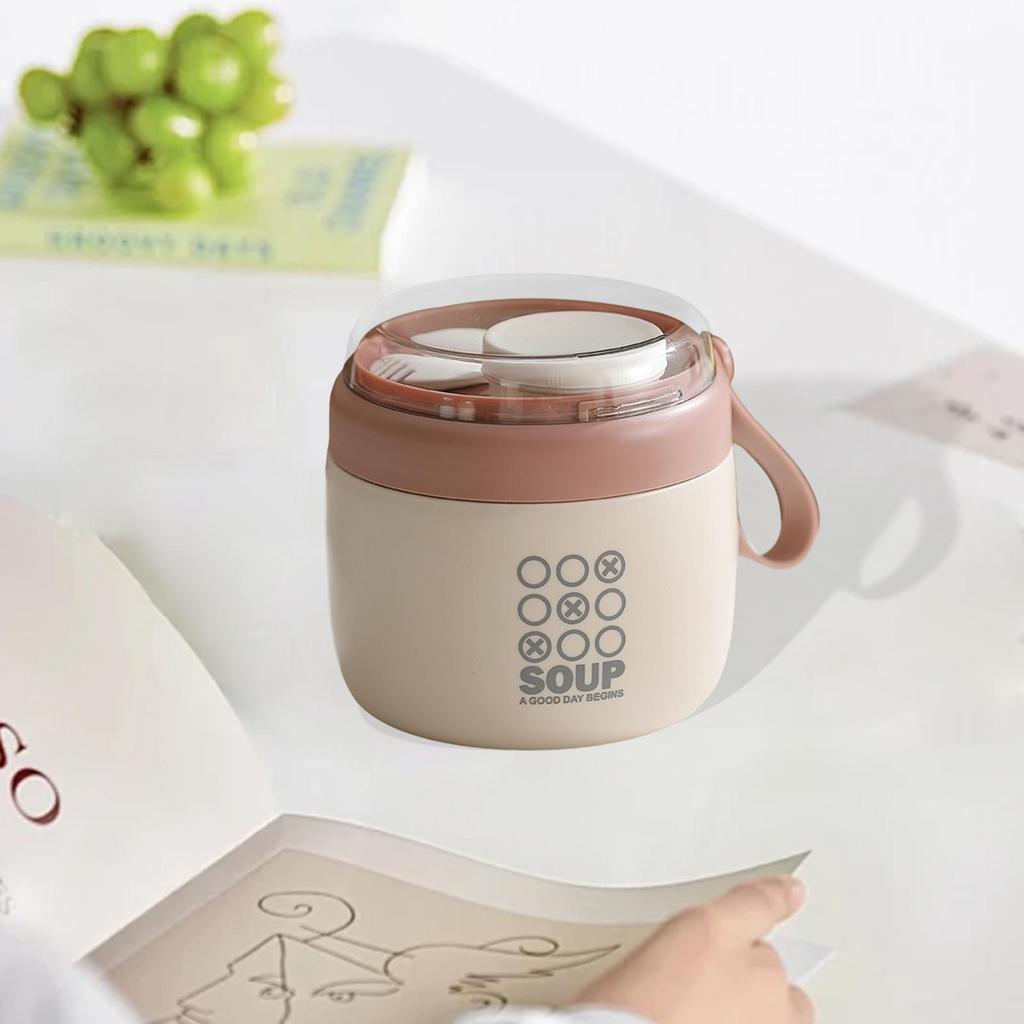 Izolowany pojemnik na żywność Wbudowana składana łyżka Kubek śniadaniowy Słoik do przechowywania żywności Uchwyt na podróże Piknik Szkoła Uczeń Wędkarstwo