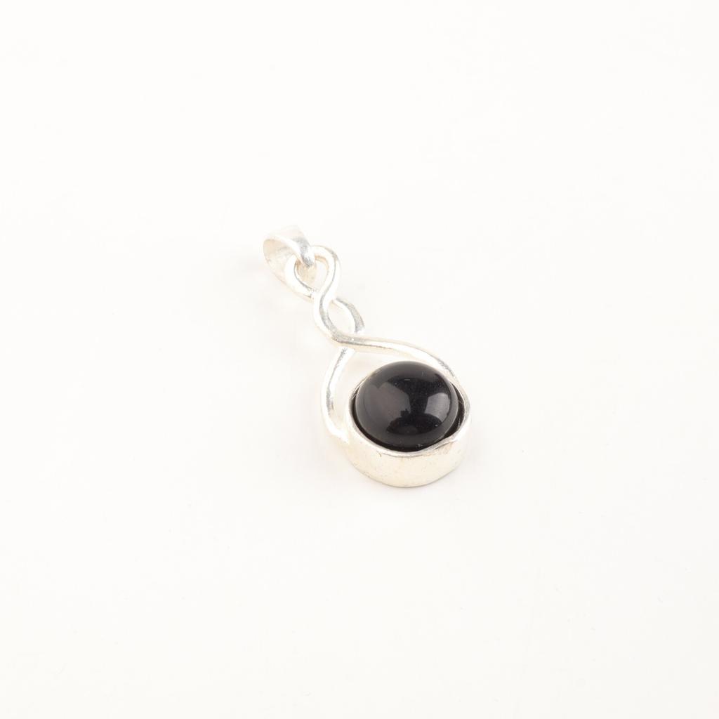 Schwarzer Turmalin Edelstein 925 Sterlingsilber Schmuck Handgefertigter Anhänger für Mädchen CP-25-24