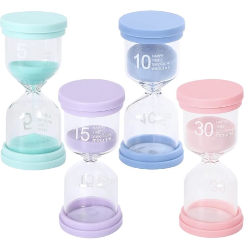 Ailunate Hourglass Set of 4, 5-Minute, 10-Minute, 15-Minute, 30-Minute Timers, Waterproof, Perfect for Kids, Studying, and Gifting, Perfect for Kitche