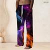 Men Plus Size Drawstring Waist Galaxy Printed Straight Leg Full Length Beach Pants