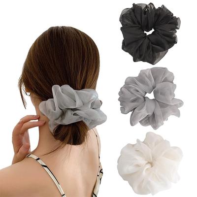 CHANGJIQ Chouchou Hair Accessories 3-Piece Set Glossy Solid Volume Large Ties Updo Clips Long Headbands Rubber Bands Ornaments Stylish Cute Gift Kids