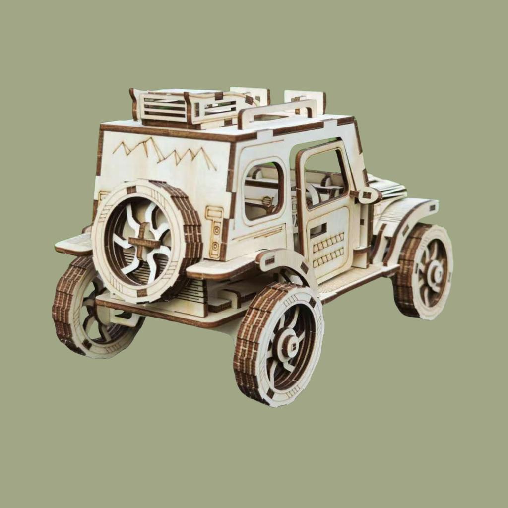 3D Puzzle Diy Wooden Toy Off-road Vehicle Car Assembly Model Adult Birthday Halloween Christmas Gift