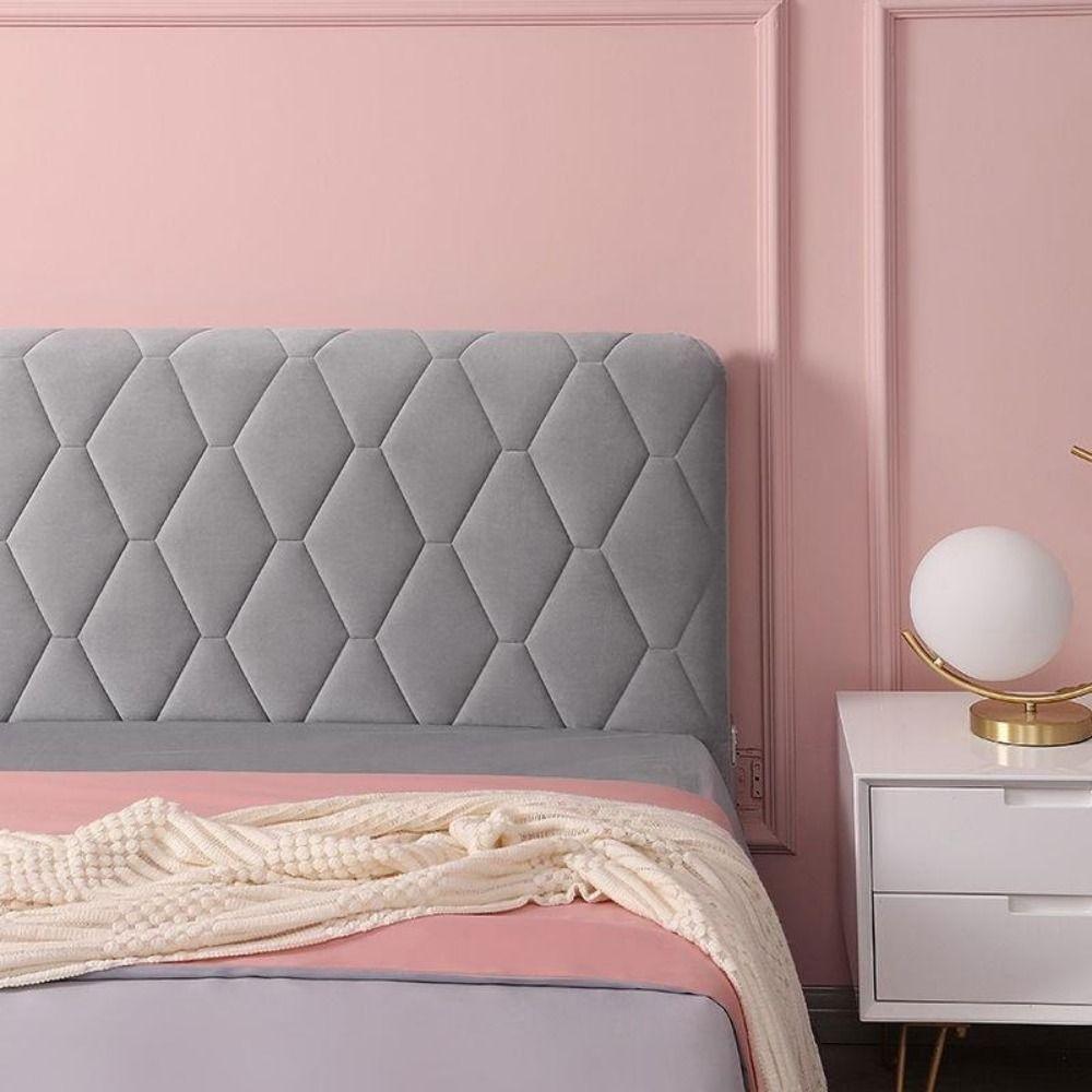 Velvet Quilted Bed Head Cover Solid Color Thickened Bed Back Protector Cover Dustproof Resilient All-inclusive Headboard Cover
