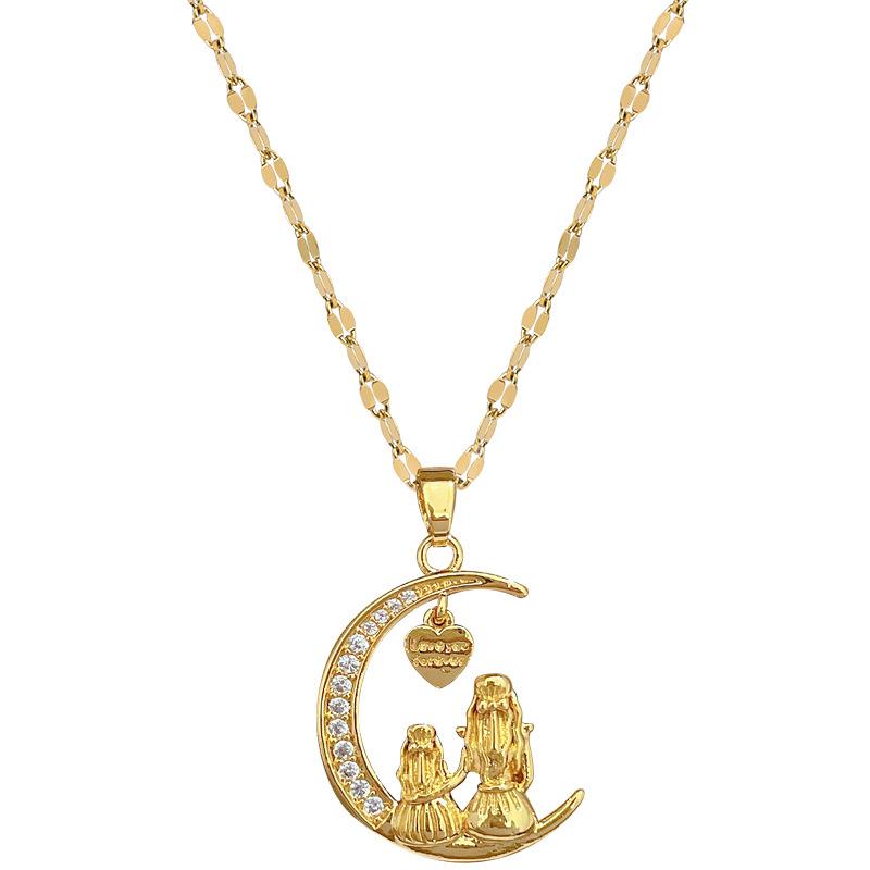 Blickt aus der Ferne zum Mond, Liebe, Leichter Luxus-Temperament, Wunderschöne Voll-Diamant-Halskette, Vielseitige Schlüsselbein-Kette für Damen