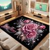 Floral Garden Theme Soft Crystal Velvet Rug Custom Name & Text Print Non Slip Floor Rug for Bedroom Living Room