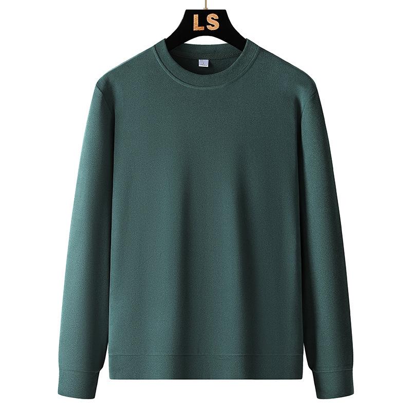 Men's Autumn and Winter Plus Fleece Round Neck Hoodie De Fleece Long Sleeve T-shirt Korean Version of Casual Hoodie Trend Fashion Base Top