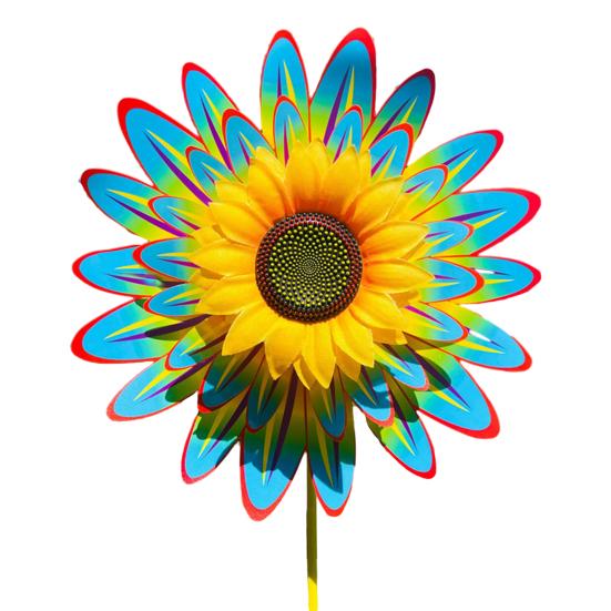 Sunflower Pinwheel 3-Tier Sunflower Garden Wind Spinner Ground Insert Yard Decor Windmill for Patio Lawn Decoration