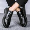 Animal Print Round Toe Business Black Moccasin Man Casual Shoe Soft Thick Sole Dress Shoes Leather Men Platform Formal Brogue Pu