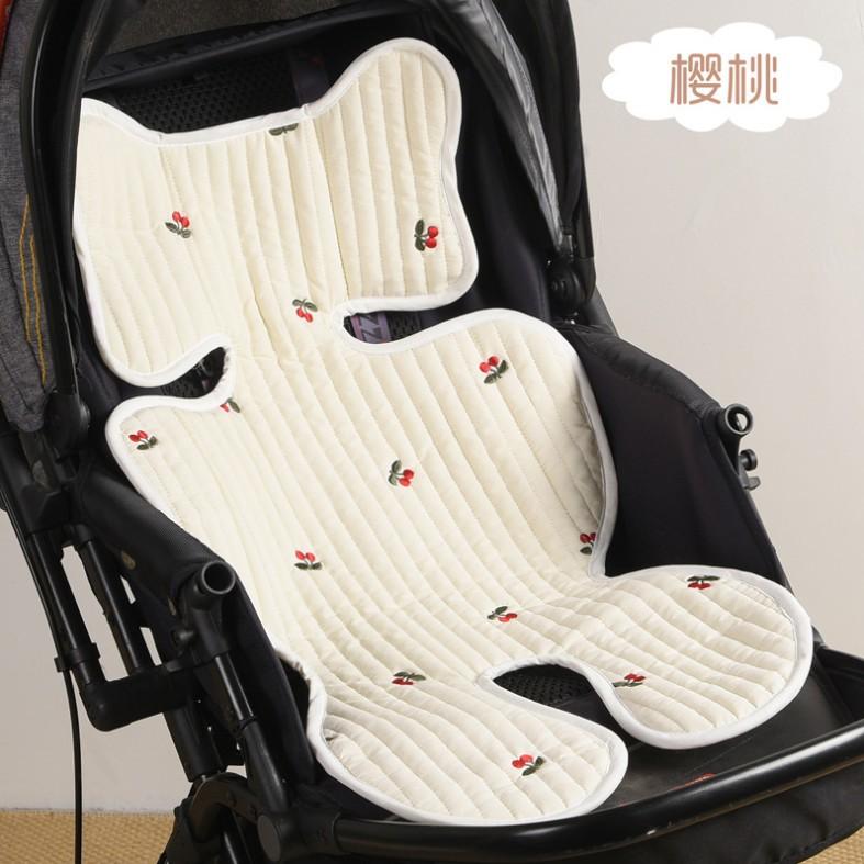 

Подушка сиденья для детской коляски с мультяшным медведем, дышащая, мягкая, хлопковая, моющаяся, теплая, детская коляска, автомобильный коврик, коляска вишня