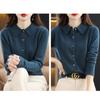 Women's Wool Knit Cardigan Jacket Loose Polo Collar Sweater Outer Solid Color Button Knit Shirt Pullover Korean Autumn Winter T-shirt