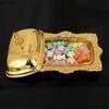 Golden Alloy Butter Box Glass Dessert Plate Butter Dish with Lid Fruit Plate Salad Bowl Cheese Dish Dim Sum Dishes Cake Tray