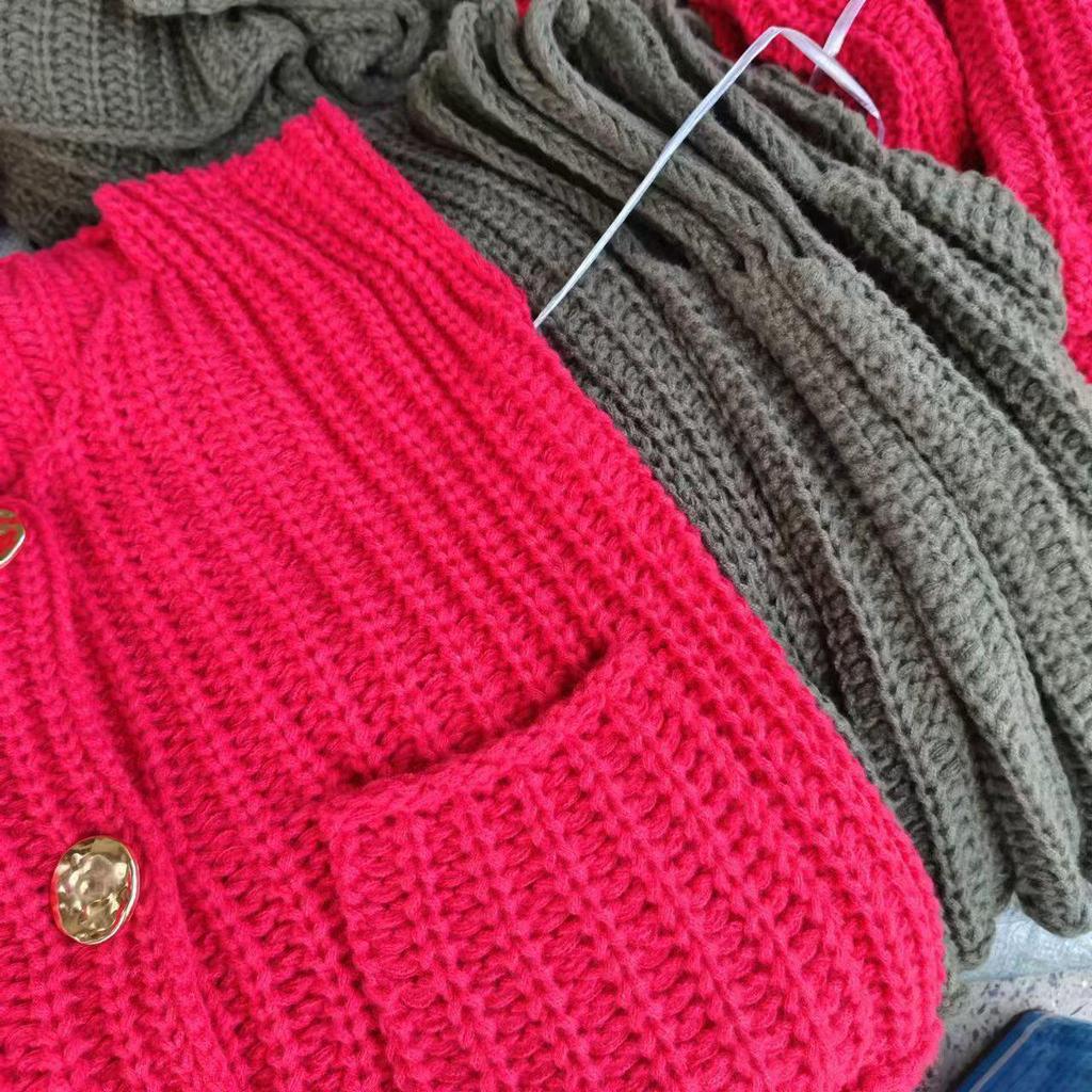 Women's V-Neck Chunky Knit Sleeveless Cardigan Vest - European & American Style, Autumn/Winter 2025