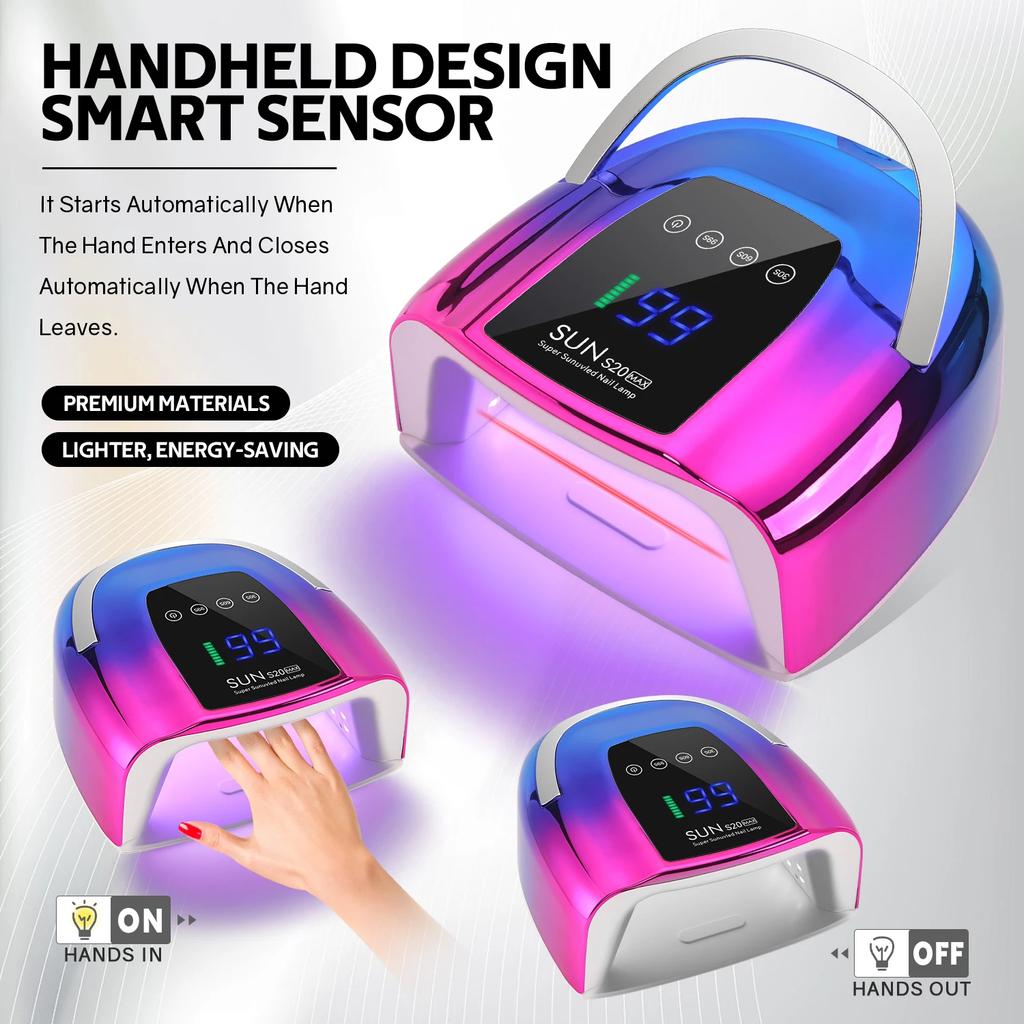 200W UV LED Nail Lamp 48 LEDs Nail Dryer with HD LCD Display Rechargeable Manicure Lamp for Curing All Nails Gel Nail Art Tools