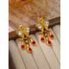 Vintage Medieval Jewelry Court Style Antique Geometric Classic Plated 18k Real Gold With Gemstones Necklace Bracelet Earrings