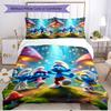 3pcs Duvet Cover Set (1*Duvet Cover + 2*Pillowcase, Without Core), Blue Smurfs Print Soft All‑Season Bedding Set, Home Bedroom Decor Gift