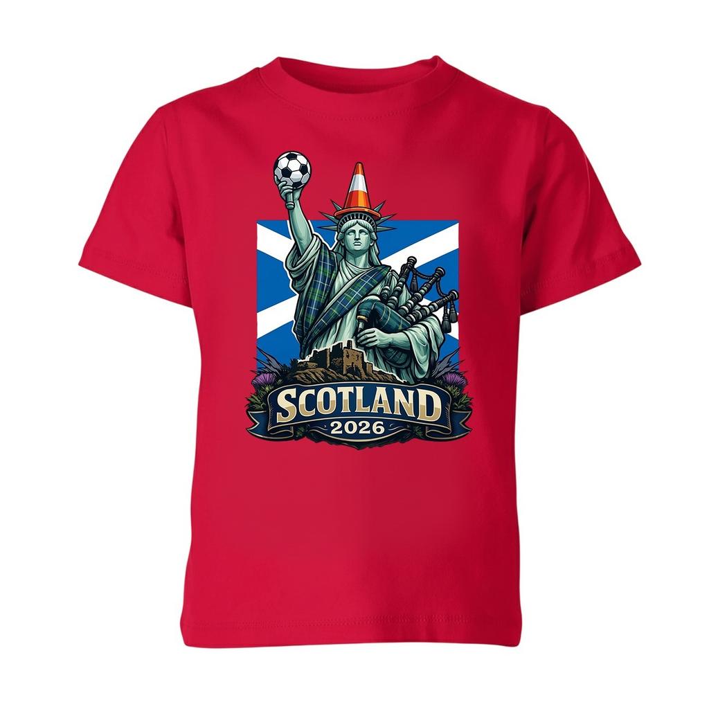 Scotland Bagpipes Liberty Statue 2026 Soccer Kids TShirt Patriotic Scottish Flag Football Fan Youth Casual Tee Gift Cotton Tops