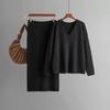 Fashion Wind V Neck Loose Knitting Sweater Skirt Suit V-Neck Sweater and Skirt Set