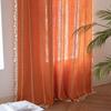 Cotton And Linen Fringed Kitchen Window Drapery French Striped Rod Pocket Curtain