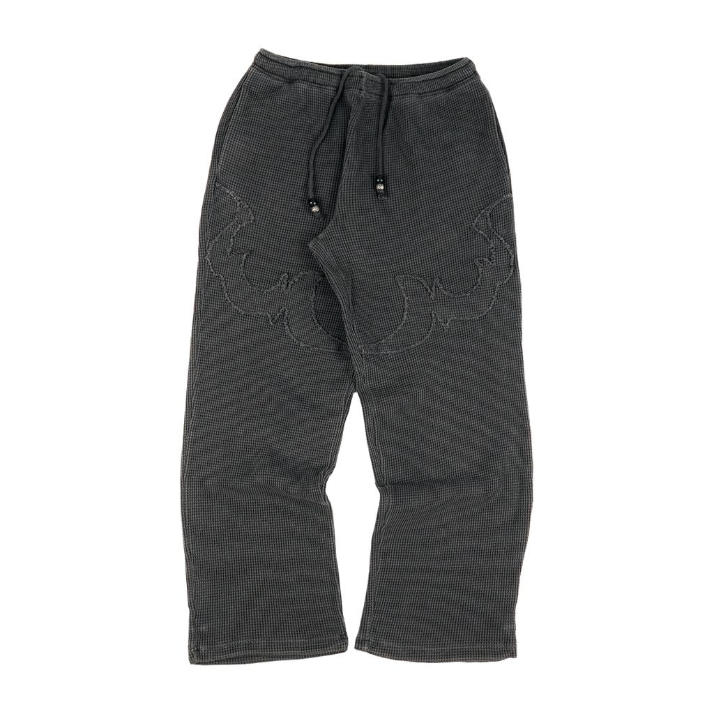 Ialtial Flame Waffle Appliqué Jogger Pants Charcoal