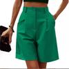 Women Casual Elastic Waist Wide Pants Summer New Shorts with Pockets