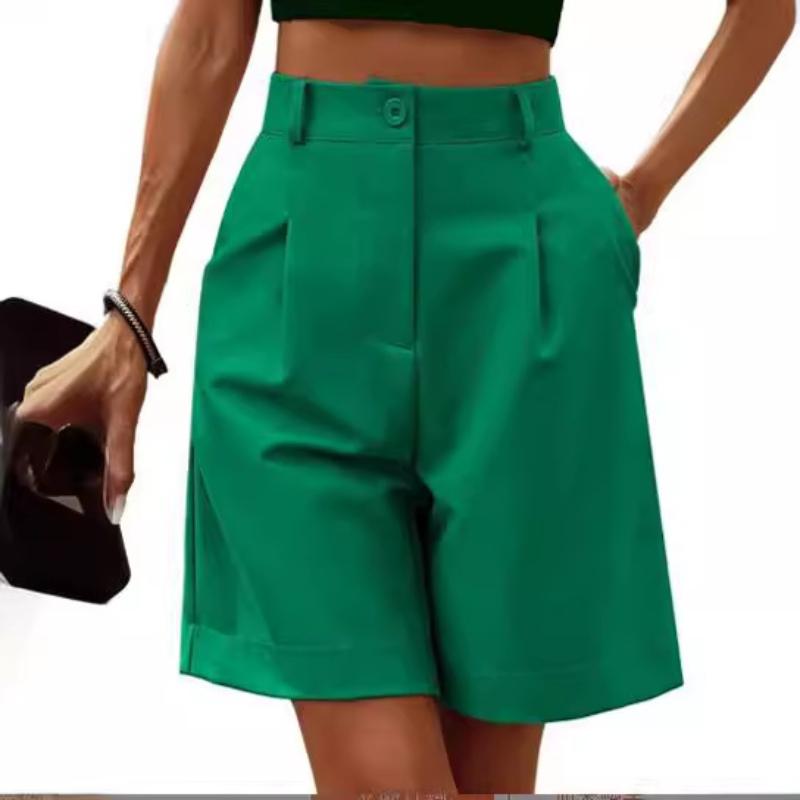 Women Casual Elastic Waist Wide Pants Summer New Shorts with Pockets
