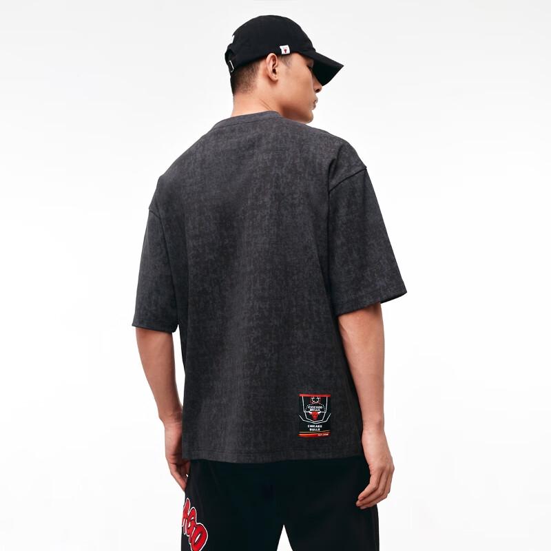 JACK&JONES NBA Chicago Bulls Letter Graphic Loose-Fit T-Shirt