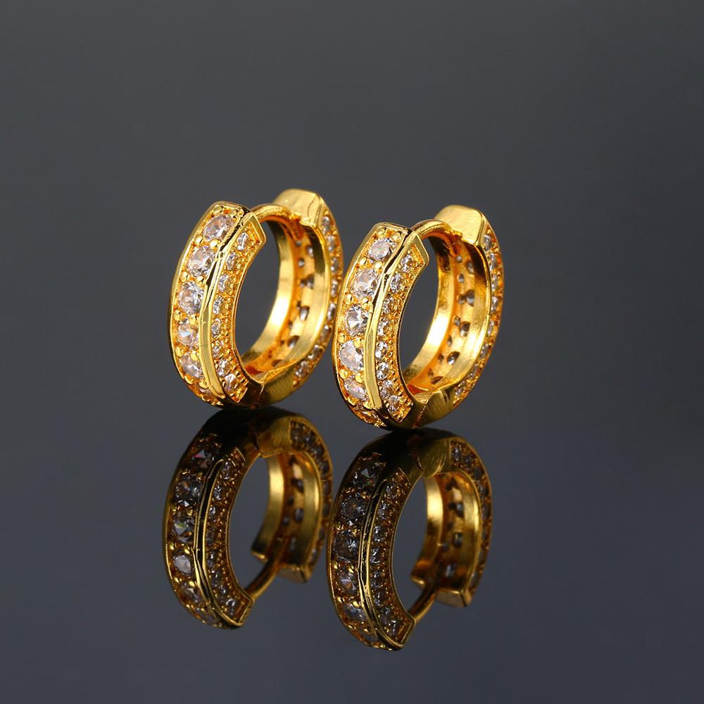 Iced Out Hoop Earrings Cubic Zirconia Huggie Cartilage Cuff Hypoallergenic Luxury Fashion Round Earrings for Men Jewelry OHE166 Clear
