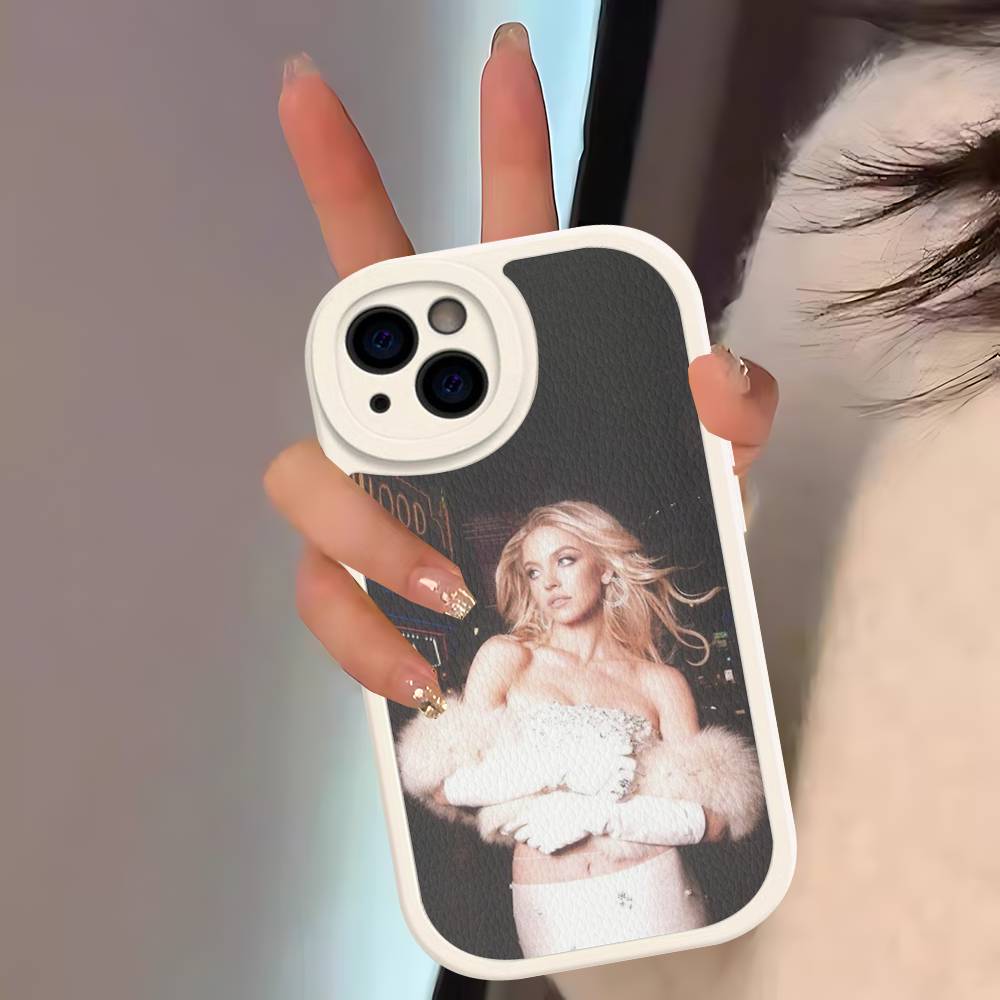 

Singer Sydney S-Sweeney Phone Case For IPhone 16 15 14 13 12 11 Pro Max Plus 16E Soft Leather Cover iphone 12pro