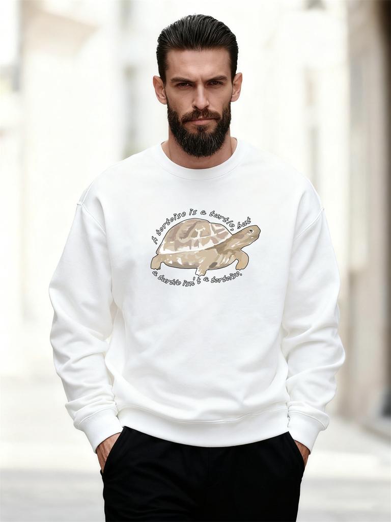 Men's "A Tortoise Is a Turtle, But a Turtle Isn't a Tortoise" Graphic Casual Crewneck Sweatshirt