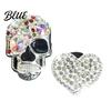 Totenkopf Herz Auto Dekoration 2 Stück Bling Lüftungsschlitz Clips Strass Glänzend Duft Diffusor Armaturenbrett Zierleiste Clip Lustiger Kopf Auto Innenraum Ornament Halloween