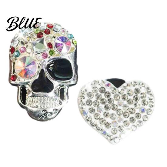 Totenkopf Herz Auto Dekoration 2 Stück Bling Lüftungsschlitz Clips Strass Glänzend Duft Diffusor Armaturenbrett Zierleiste Clip Lustiger Kopf Auto Innenraum Ornament Halloween