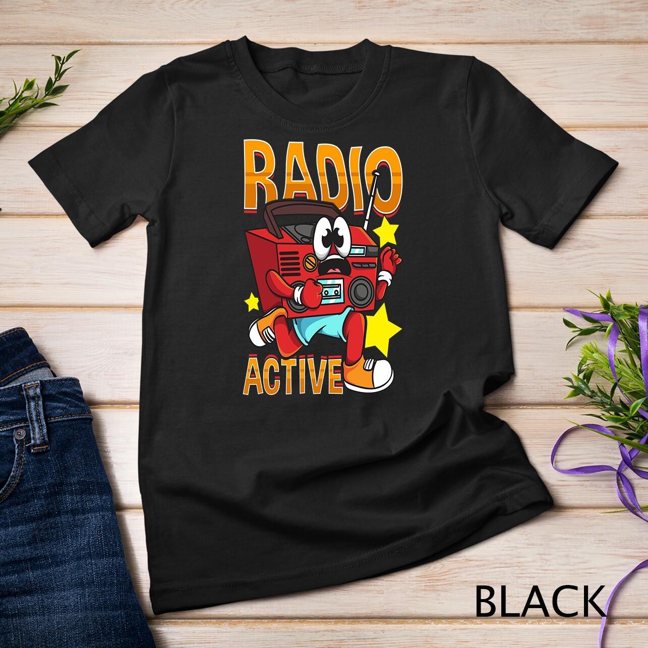 Funny Radio Jogging Fitness Lover Radio Active Retro Boombox Unisex T-Shirt Mens Womens Tees Top L