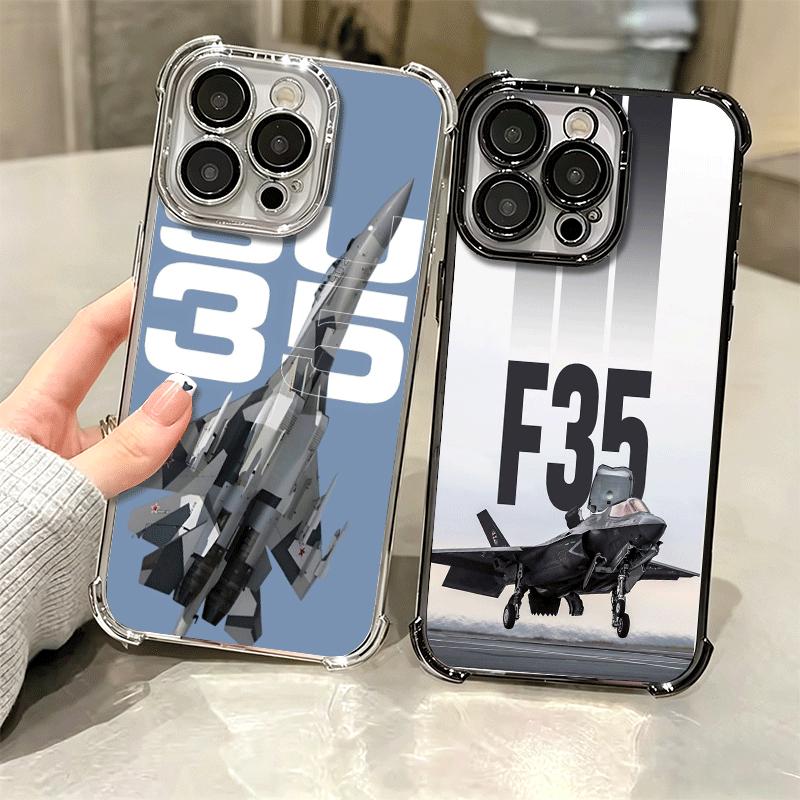 Fighter Plane F-22 Raptor Cool Soft Phone Case For iPhone 15 16 17 Air 14 Pro Max 16E Plus 13 12 Mini Plating Anti-Fall Fundas