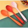 5 Color Food Grade Silicone Long-handled Soup Spoon Solid Color Kids Spoon Kitchen Silicone Spoon Flatware Utensils Accessories